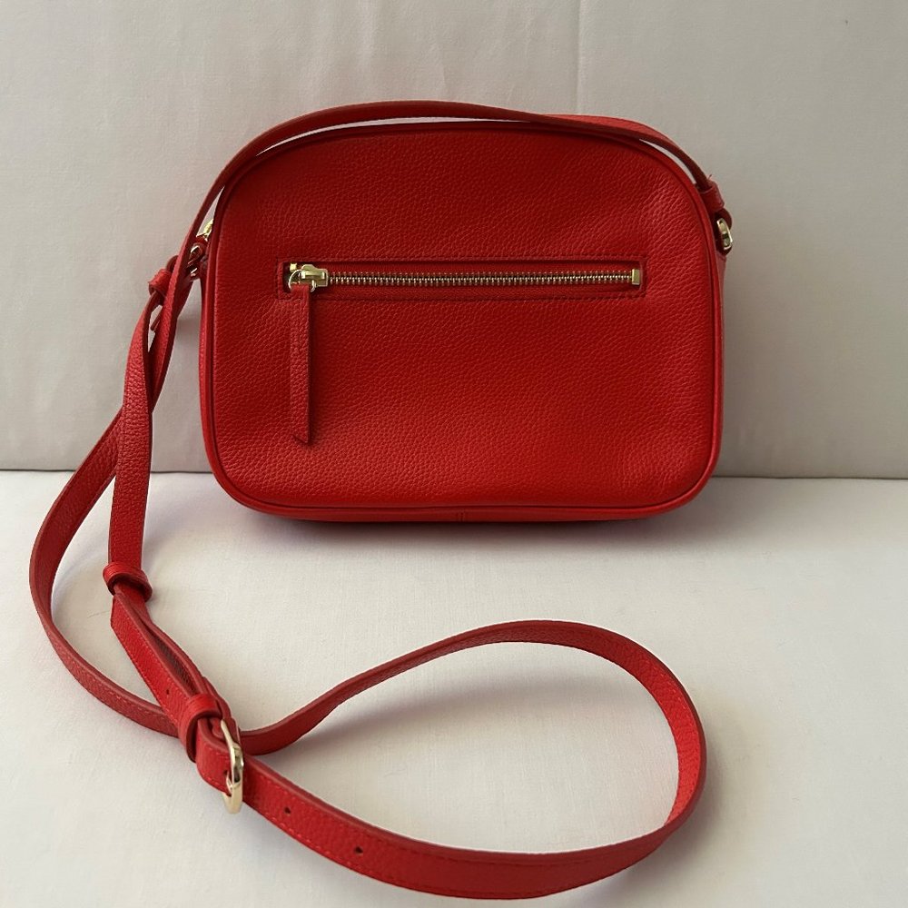 Nordstrom Red Pebble Leather Crossbody Small Dianne Goldtone Hardware - Picture 1 of 16